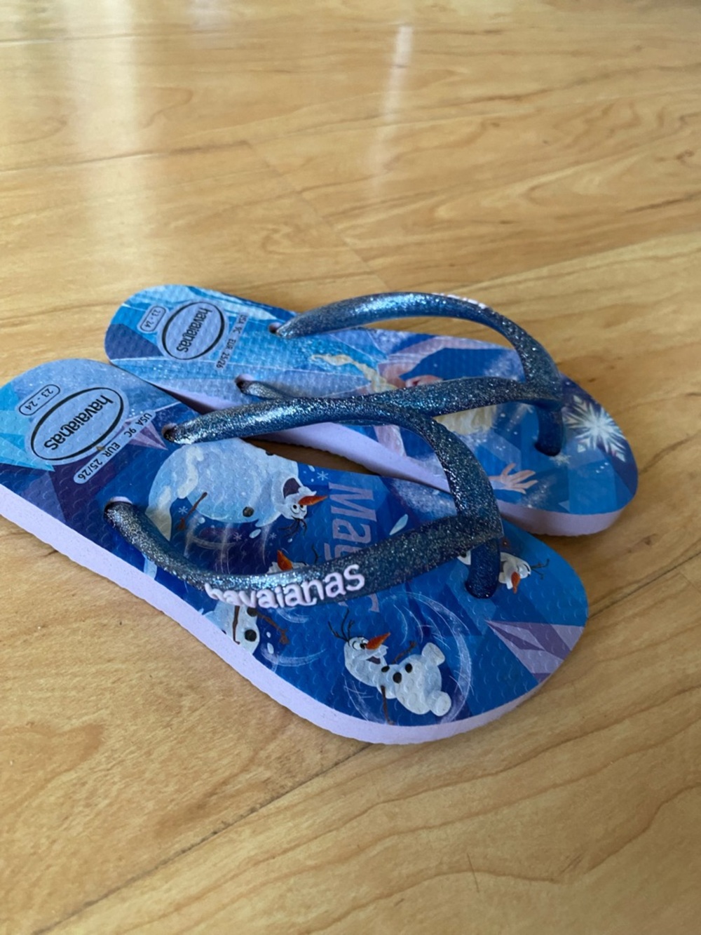 Havaianas Kids Blue Olaf Glitter Strap Sandals